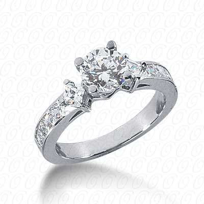 14 Karat White Gold  Cut Diamond Unique Engagement Ring 