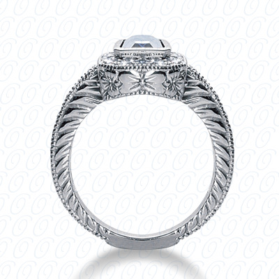14 Karat White Gold  Cut Diamond Unique Engagement Ring 