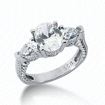 14 Karat White Gold  Cut Diamond Unique Engagement Ring 