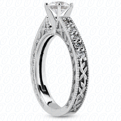 14 Karat White Gold  Cut Diamond Unique Engagement Ring 