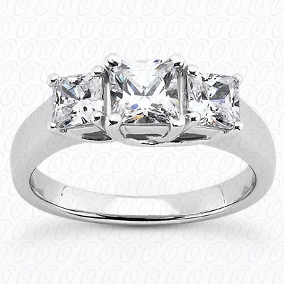 14 Karat White Gold  Cut Diamond Unique Engagement Ring 