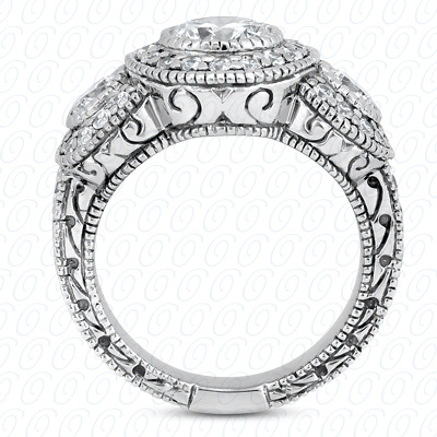 14 Karat White Gold  Cut Diamond Unique Engagement Ring 