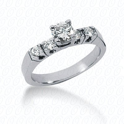 14 Karat White Gold  Cut Diamond Unique Engagement Ring 