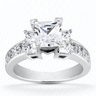14 Karat White Gold  Cut Diamond Unique Engagement Ring 