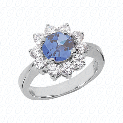 14 Karat White Gold  Cut Diamond Unique Engagement Ring 