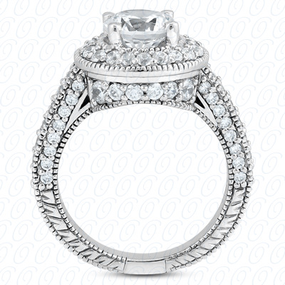 14 Karat White Gold  Cut Diamond Unique Engagement Ring 