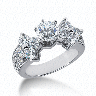 14 Karat White Gold  Cut Diamond Unique Engagement Ring 