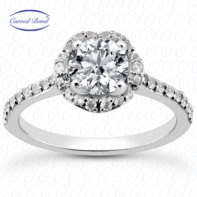 14 Karat White Gold  Cut Diamond Unique Engagement Ring 