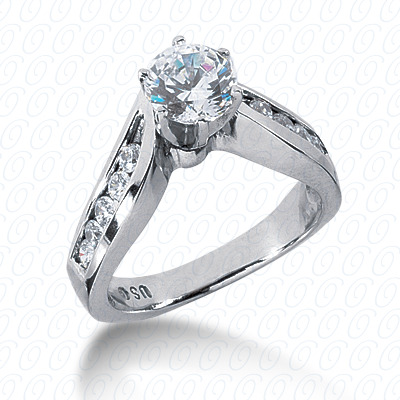14 Karat White Gold  Cut Diamond Unique Engagement Ring 