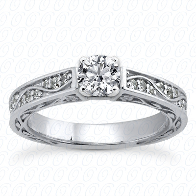 14 Karat White Gold  Cut Diamond Unique Engagement Ring 