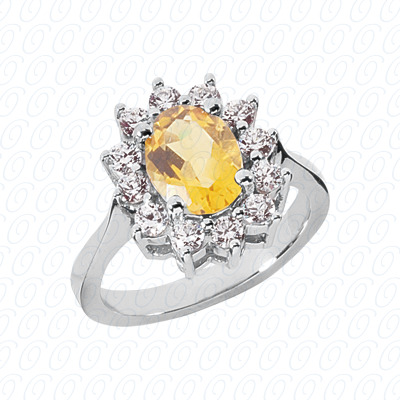 14 Karat White Gold  Cut Diamond Unique Engagement Ring 