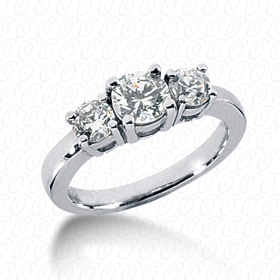 14KP Round  Cut Diamond Unique <br>Engagement Ring 0.40 CT. Three Stones Style