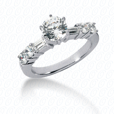 14 Karat White Gold  Cut Diamond Unique Engagement Ring 