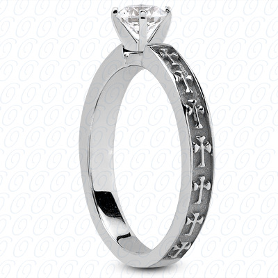 14 Karat White Gold  Cut Diamond Unique Engagement Ring 