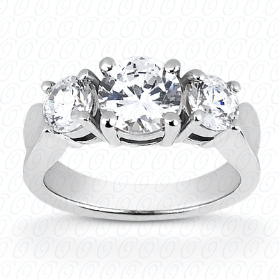 14KP Round  Cut Diamond Unique <br>Engagement Ring 0.50 CT. Three Stones Style
