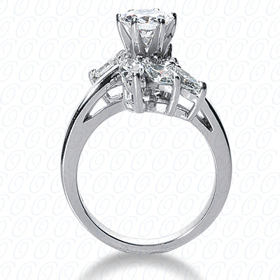 14 Karat White Gold  Cut Diamond Unique Engagement Ring 