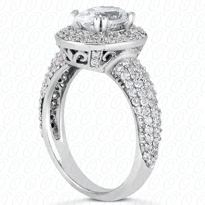 14 Karat White Gold  Cut Diamond Unique Engagement Ring 