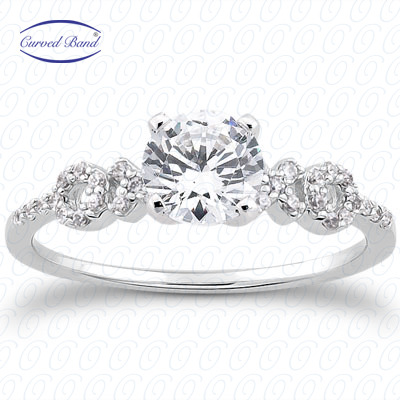 14 Karat White Gold  Cut Diamond Unique Engagement Ring 