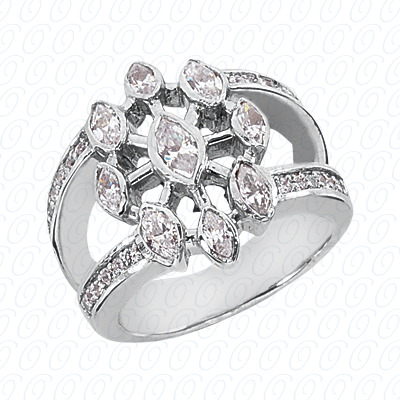 14 Karat White Gold  Cut Diamond Unique Engagement Ring 