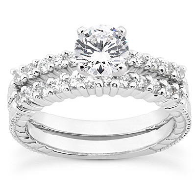 14 Karat White Gold  Cut Diamond Unique Engagement Ring 