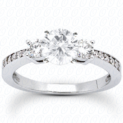 14 Karat White Gold  Cut Diamond Unique Engagement Ring 