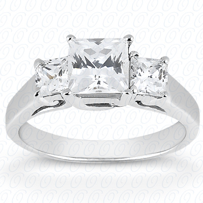 14KP Princess  Cut Diamond Unique Engagement Ring 0.34 CT.