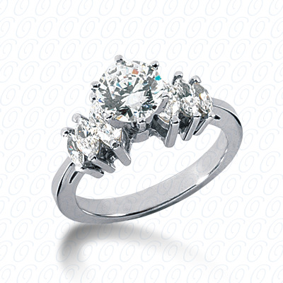 14 Karat White Gold  Cut Diamond Unique Engagement Ring 