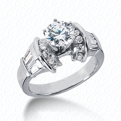 14 Karat White Gold  Cut Diamond Unique Engagement Ring 