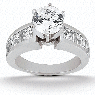 14 Karat White Gold  Cut Diamond Unique Engagement Ring 