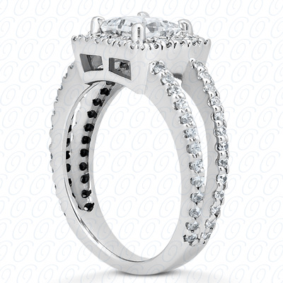 14 Karat White Gold  Cut Diamond Unique Engagement Ring 