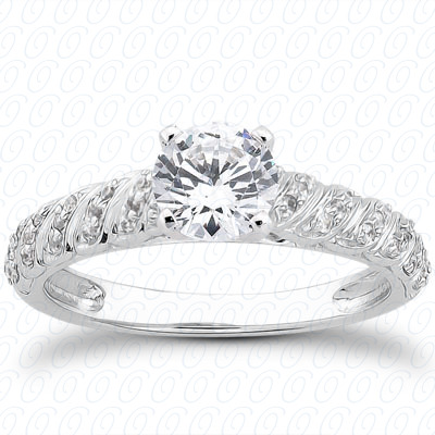 14 Karat White Gold  Cut Diamond Unique Engagement Ring 