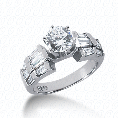 14 Karat White Gold  Cut Diamond Unique Engagement Ring 