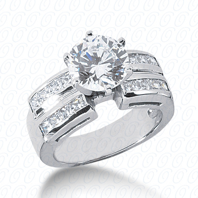 14 Karat White Gold  Cut Diamond Unique Engagement Ring 