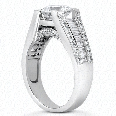 14 Karat White Gold  Cut Diamond Unique Engagement Ring 