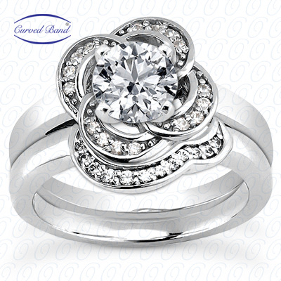 14 Karat White Gold  Cut Diamond Unique Engagement Ring 