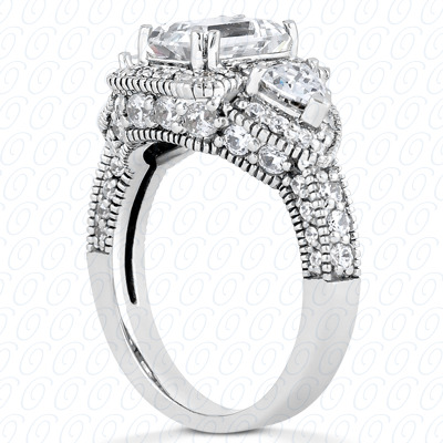 14 Karat White Gold  Cut Diamond Unique Engagement Ring 