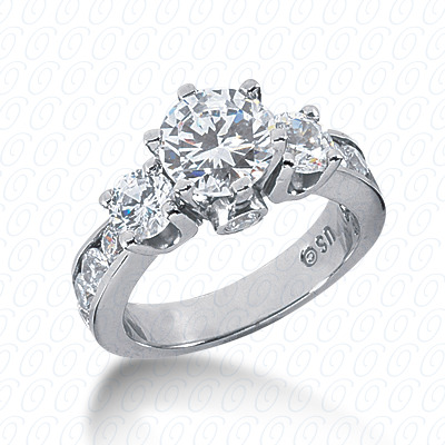 14KP Round  Cut Diamond Unique <br>Engagement Ring 1.54 CT. Three Stones Style
