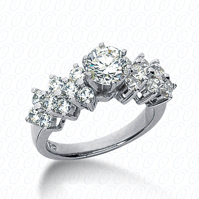 14 Karat White Gold  Cut Diamond Unique Engagement Ring 