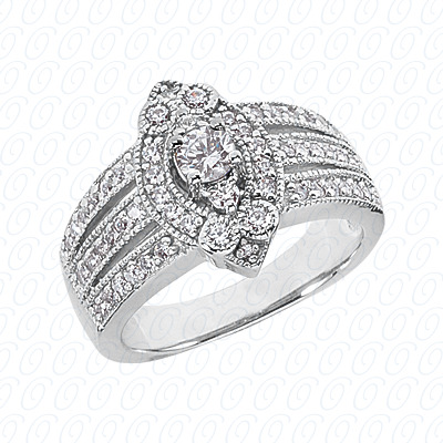 14 Karat White Gold  Cut Diamond Unique Engagement Ring 