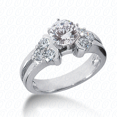 14 Karat White Gold  Cut Diamond Unique Engagement Ring 