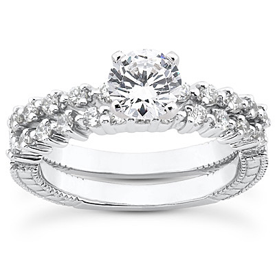 14 Karat White Gold  Cut Diamond Unique Engagement Ring 