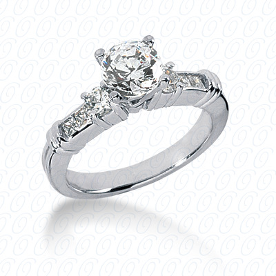 14 Karat White Gold  Cut Diamond Unique Engagement Ring 