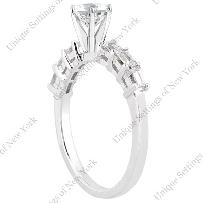 14 Karat White Gold  Cut Diamond Unique Engagement Ring 