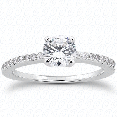 14 Karat White Gold  Cut Diamond Unique Engagement Ring 