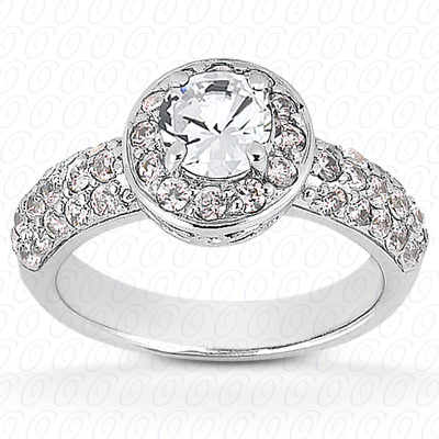 14 Karat White Gold  Cut Diamond Unique Engagement Ring 