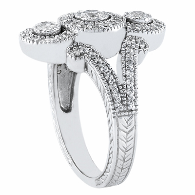 14 Karat White Gold  Cut Diamond Unique Engagement Ring 