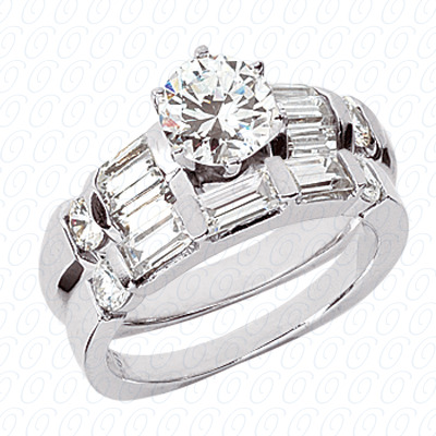 14 Karat White Gold  Cut Diamond Unique Engagement Ring 