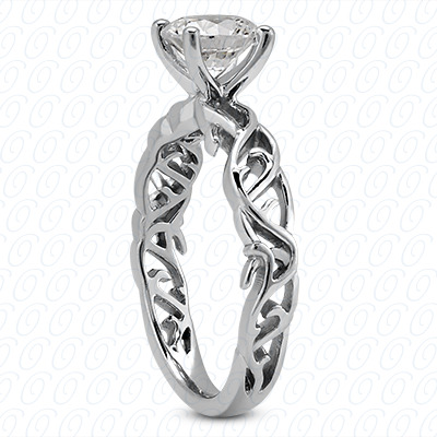 14 Karat White Gold  Cut Diamond Unique Engagement Ring 