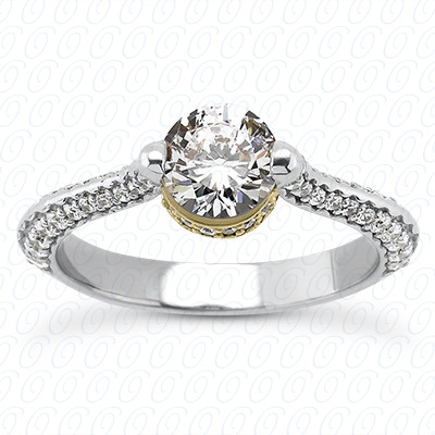 14 Karat White Gold  Cut Diamond Unique Engagement Ring 