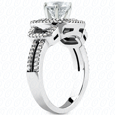 14 Karat White Gold  Cut Diamond Unique Engagement Ring 
